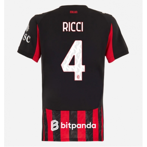 AC Milan Samuele Ricci #4 Maglia Gara Casa Repliche 2025-26 Donna Maniche Corte AC Milan Samuele Ricci #4 Maglia Gara Casa Repliche 2025-26 Donna Maniche Corte